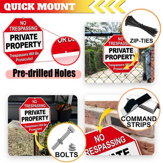 Anley Privateigentum Aluminium-Warnschild, Eindringlinge Werden strafrechtlich verfolgt - Keine Sicherheitswarnung - UV-geschützt und wetterfest - 12 "x 12"