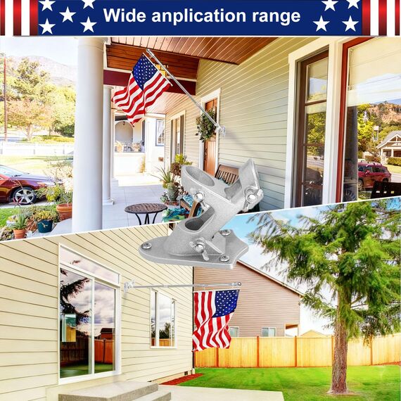 Fahnenmasthalterung, Außenflaggenmasthalterung, robuste Metallflaggenhalterung, Aluminiumlegierung, Outdoor-Flaggenhalterung, stark, rostfrei, 2,5 cm, silberfarben