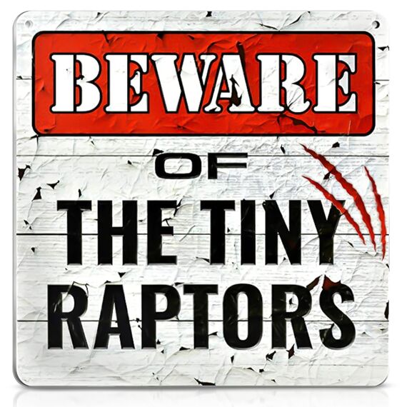 Bigtime Signs Tiny Raptors Hühner-Dekoration, 30,5 x 30,5 cm, Hühnerhof-Dekoration, Hühnerstall-Zubehör für Hühner-Futterspender, Geschenke für Hühnerliebhaber, PVC, 30,5 x 30,5 cm