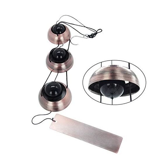 Temple Wind Chime, Red Copper Wind Chimes with 3 Glöckchen, Feng Shui Wind Chimes for Home Yard Outdoor Decoration A Great Memorial Wind Chime for Someone who loves Peace