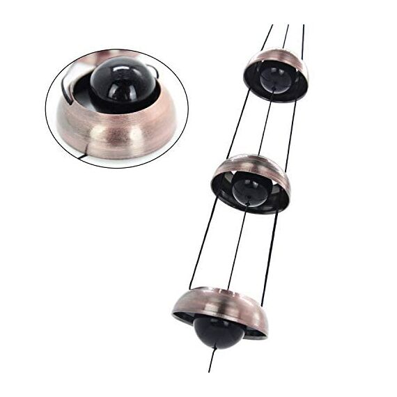 Temple Wind Chime, Red Copper Wind Chimes with 3 Glöckchen, Feng Shui Wind Chimes for Home Yard Outdoor Decoration A Great Memorial Wind Chime for Someone who loves Peace