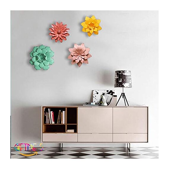 GIFTME 5 Metall-Wanddekoration mit Blumenmuster, Hellrosa, 29,2 x 5,1 cm, 1 Stück