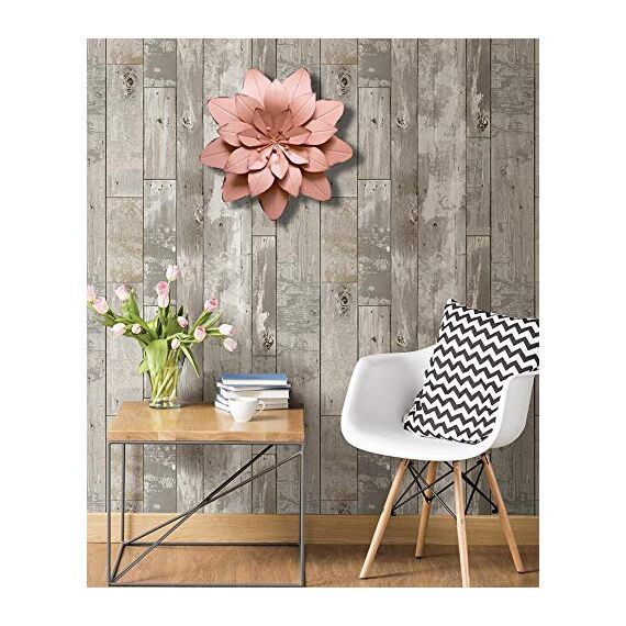 GIFTME 5 Metall-Wanddekoration mit Blumenmuster, Hellrosa, 29,2 x 5,1 cm, 1 Stück