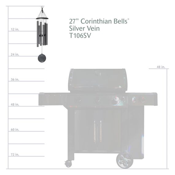 Corinthian Bells von Wind River – 68,6 cm silberfarbenes Windspiel für Terrasse, Hinterhof, Garten und Außendekoration (Aluminium-Glockenspiel)