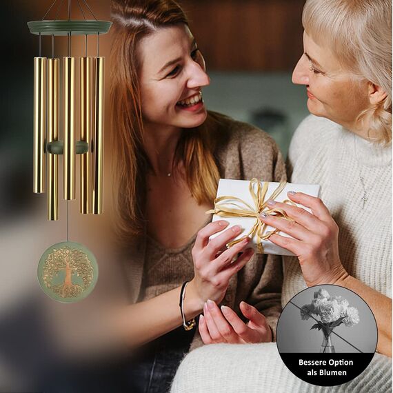 Sympathie-Windspiele für den Außenbereich, tiefer Ton, 36 Zoll, große Gedenk-Windspiele für den Verlust eines geliebten Menschen, gravierter Baum des Lebens, Sympathie-Windspiele, Geschenke