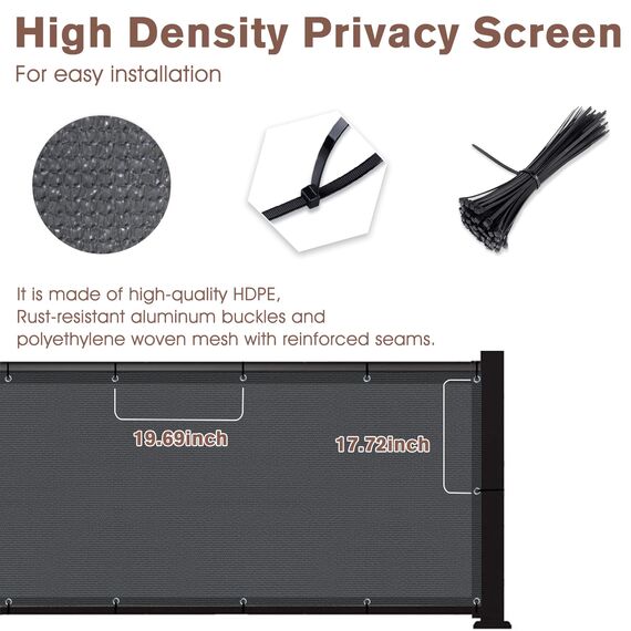 SUNNY GUARD 91,4 x 40,6 cm, dunkelgrau, Sichtschutzzaun, Wohnungen, Geländer, robuste Netz-Windschutzscheibe für Outdoor, Hinterhof, Terrasse