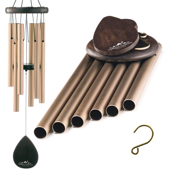 UpBlend Outdoors Wind Chime - The Classic Gold Havasu is 28” Total Length - Hand-Tuned and Beautiful as a Gift or for Your Patio, Garden, and Outdoor Home décor