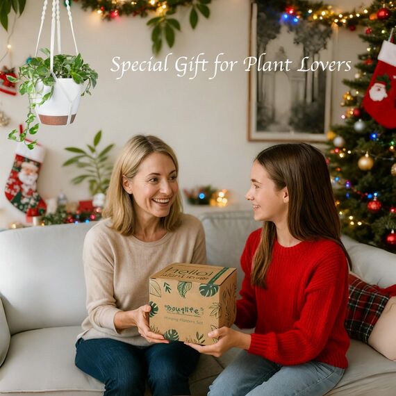 Bouqlife Makramee-Pflanzenhänger mit selbstbewässernden Töpfen, 3 Stück, hängende Pflanzgefäße für Zimmerpflanzen