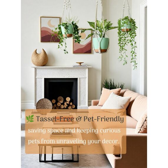 Bouqlife 3 Stück hängende Pflanzgefäße Makramee-Pflanzenhänger mit selbstbewässernden Töpfen für Zimmerpflanzen, hängende Pflanztöpfe, Korb, grün