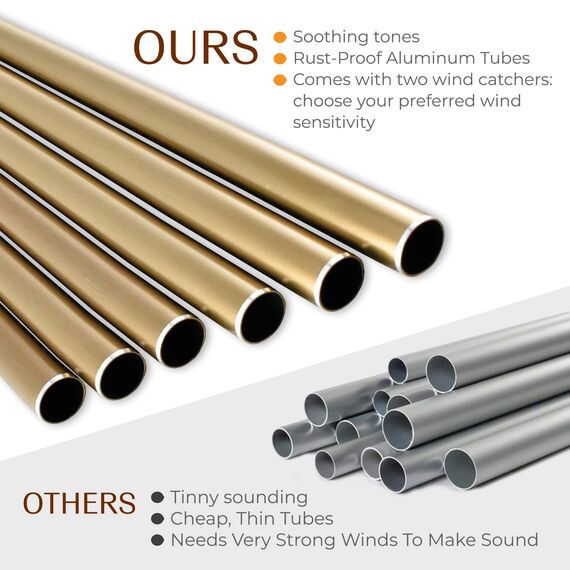 UpBlend Outdoors Large Wind Chime - The Classic Gold Havasu is 38” Total Length - Hand-Tuned and Beautiful as a Gift or for Your Patio, Garden, and Outdoor Home décor