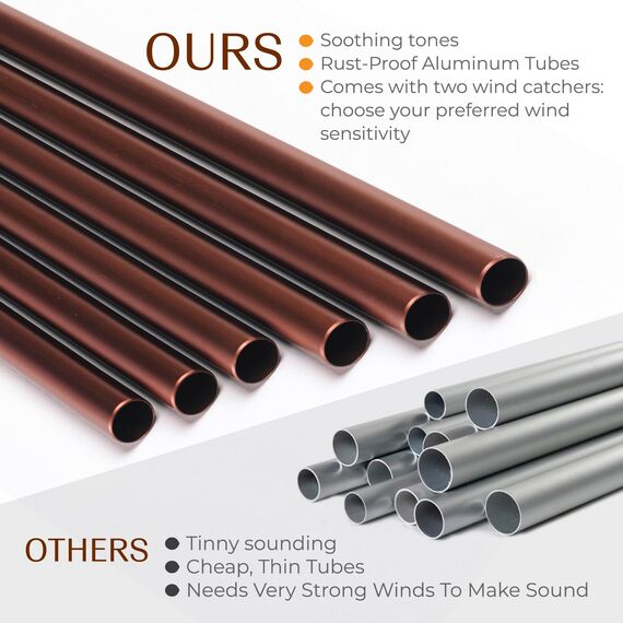 UpBlend Havasu Windspiel für den Außenbereich, 96,5 cm, Braun, tiefer Ton – Dekorationen für Zuhause, Zen, Terrasse, Hof und Garten, tief klingende Windspiele für den Außenbereich,