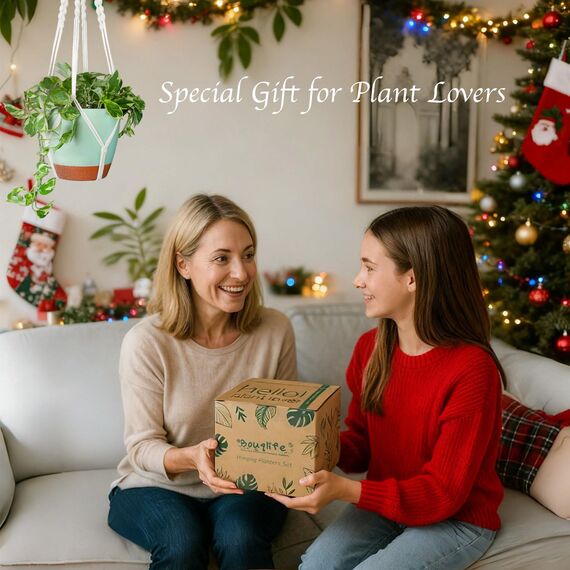 Bouqlife 3 Stück hängende Pflanzgefäße Makramee-Pflanzenhänger mit selbstbewässernden Töpfen für Zimmerpflanzen, hängende Pflanztöpfe, Korb, grün