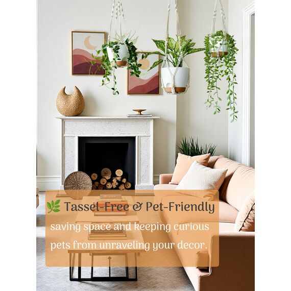 Bouqlife Makramee-Pflanzenhänger mit selbstbewässernden Töpfen, 3 Stück, hängende Pflanzgefäße für Zimmerpflanzen