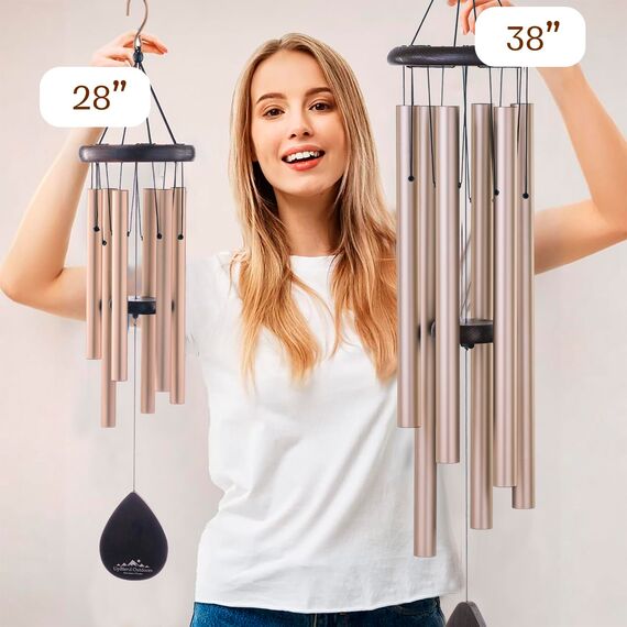 UpBlend Outdoors Wind Chime - The Classic Gold Havasu is 28” Total Length - Hand-Tuned and Beautiful as a Gift or for Your Patio, Garden, and Outdoor Home décor