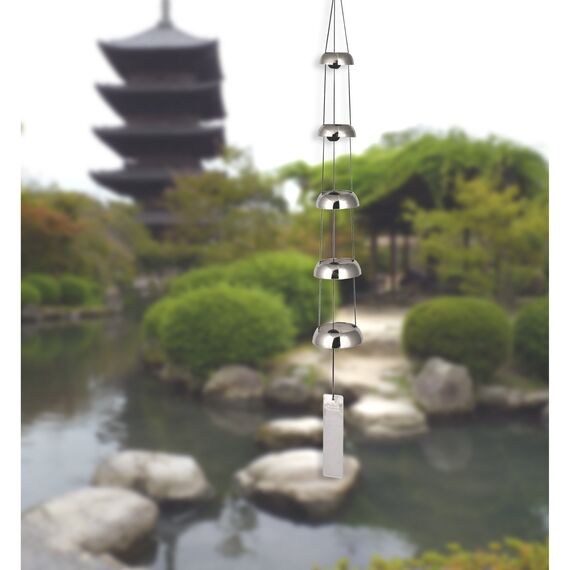 Woodstock Windspiel Temple Bells, Silber, 81,3 cm