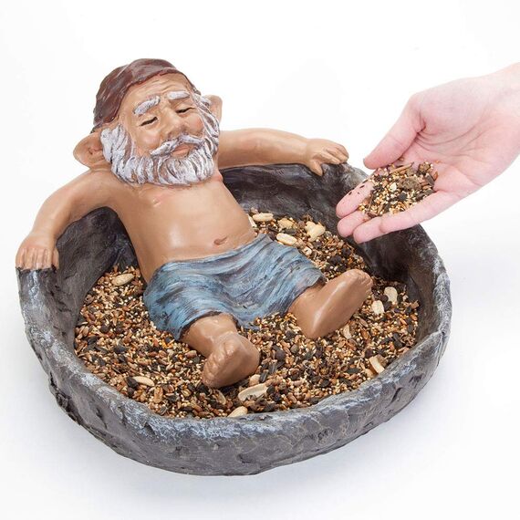 Bits and Pieces - Gartenzwerg entspannender Pool - Elfe Vogeltränke Garten Kunst Statue - Outdoor Garten Dekor Skulptur