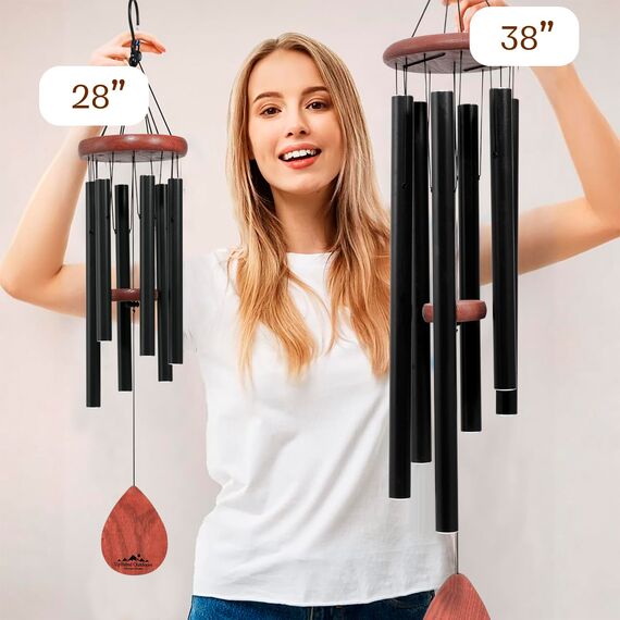UpBlend Outdoors Windspiel – Das Klassische Schwarze Havasu ist 71,1 cm Gesamtlänge – handgetuntes Windspiel Geschenk für Garten, Outdoor-Heimdekoration