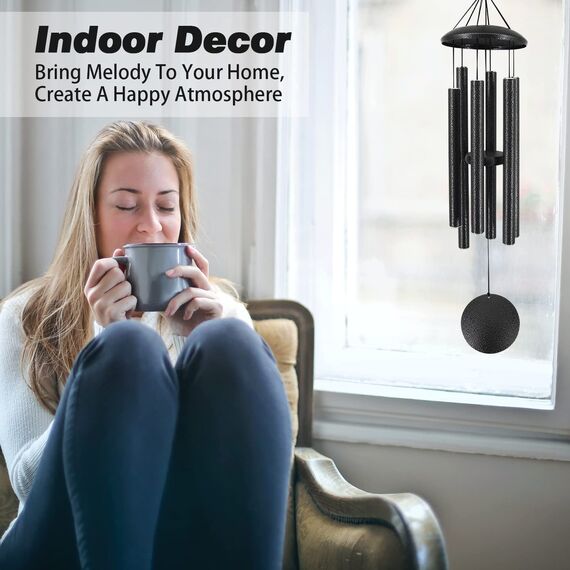 Gedenk-Windspiele in liebevoller Erinnerung, 91 cm Gedenk-Windspiele mit 6 Metallrohren, gestimmte Windspiele für draußen, tiefer Ton für Garten-Weihnachts-Dekoration, Mitgefühls-Geschenke