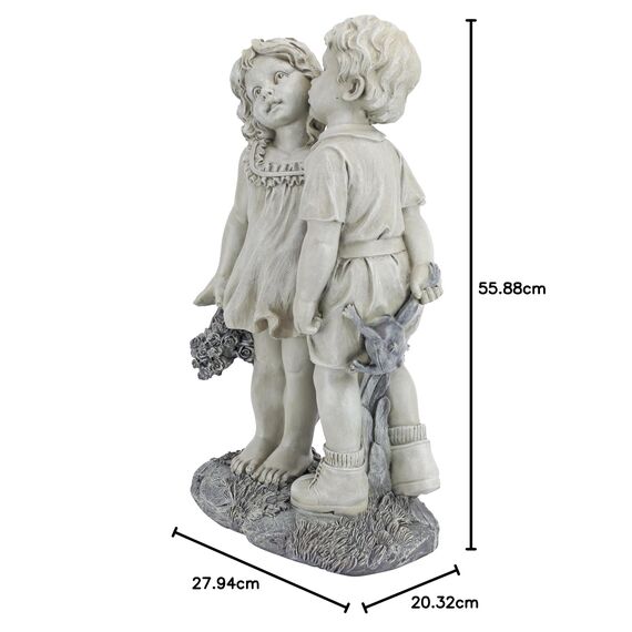 Design Toscano Jung verliebt: Sich küssende Kinder, Gartenfigur