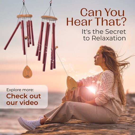 UpBlend Havasu Windspiel für den Außenbereich, 96,5 cm, Braun, tiefer Ton – Dekorationen für Zuhause, Zen, Terrasse, Hof und Garten, tief klingende Windspiele für den Außenbereich,