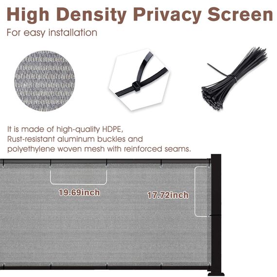 SUNNY GUARD Sichtschutzmatte für Balkon, Terrasse, Zaun, Wohnungen, Geländer, strapazierfähig, Netz-Windschutzscheibe für Außenbereich, Hinterhof, Terrasse, 90 x 40 cm, Braun/Grau