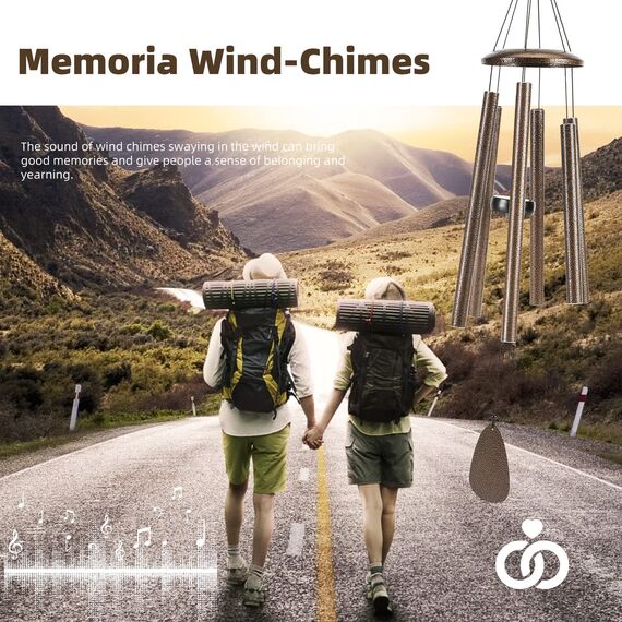 FSVGYY Windspiel für den Außenbereich, tiefer Ton, große beruhigende melodische Töne, Windspiele für draußen, Gedenk-Windspiel, bestes Geschenk für Mutter, Frauen, Oma, Nachbarn (81,3 cm, braun
