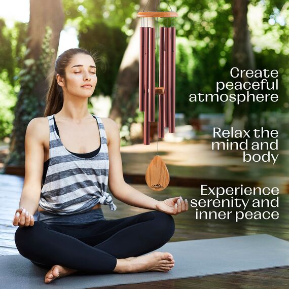 UpBlend Havasu Windspiel für den Außenbereich, 96,5 cm, Braun, tiefer Ton – Dekorationen für Zuhause, Zen, Terrasse, Hof und Garten, tief klingende Windspiele für den Außenbereich,