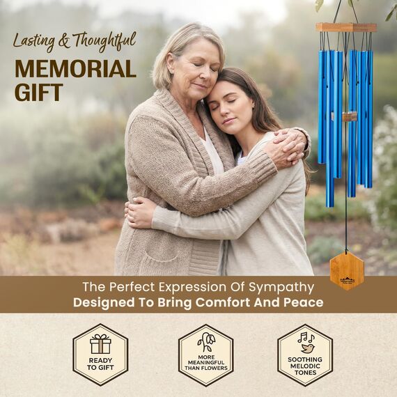 UpBlend Outdoors Windspiel für draußen – 73,7 cm blaues Windspiel für den Außenbereich, Zen-Gartenspiel für draußen, Blechwindspiel, Dekor-Windspiele für Mutter, Oma, Geschenke für sie