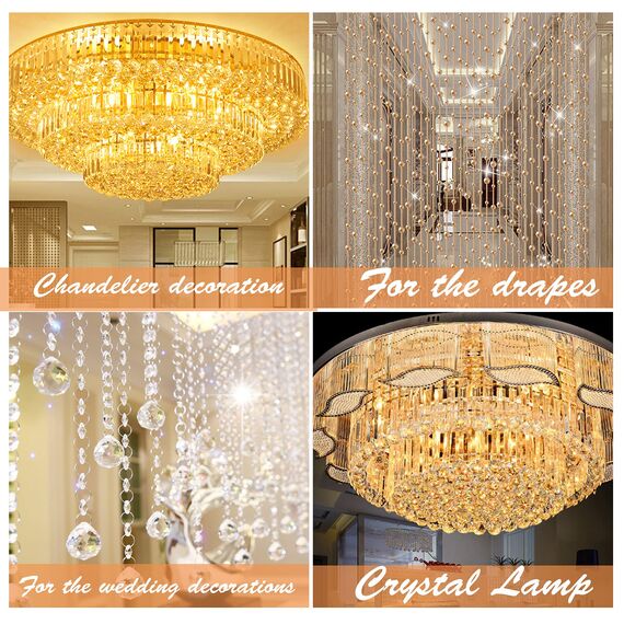 20 Stück Kristall Eiszapfen Prismen Kronleuchter Ersatz Tropfen Anhänger Octagon Kristall Glas Spitze Perlen für Hochzeit Weihnachten Vorhang Lampe Dekoration, Bernstein, 35 mm