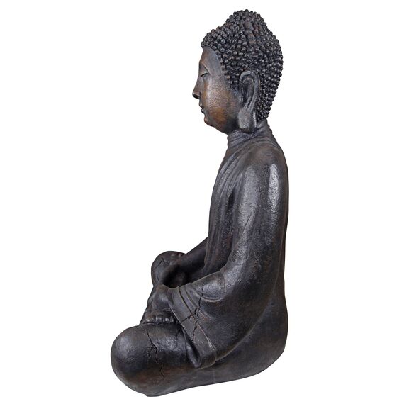 Design Toscano Gartenfigur Meditierender Buddha des großen Tempels: Groß, tan, 48,5 x 68,5 x 101,5 cm, AL1160