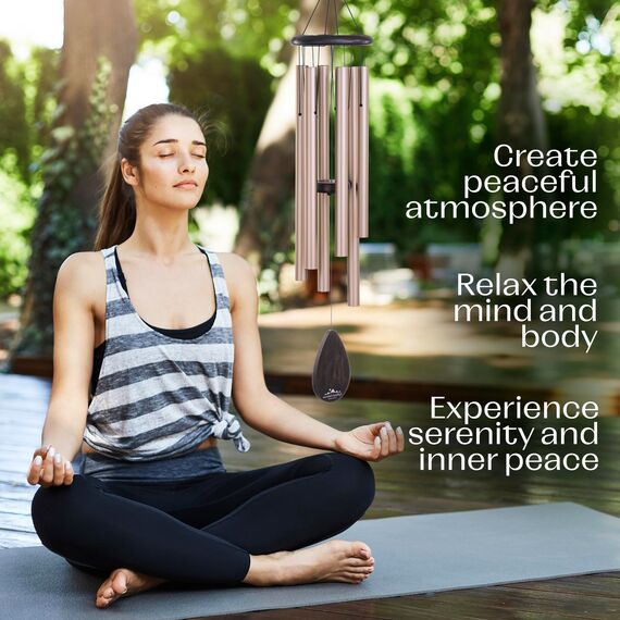 UpBlend Outdoors Large Wind Chime - The Classic Gold Havasu is 38” Total Length - Hand-Tuned and Beautiful as a Gift or for Your Patio, Garden, and Outdoor Home décor