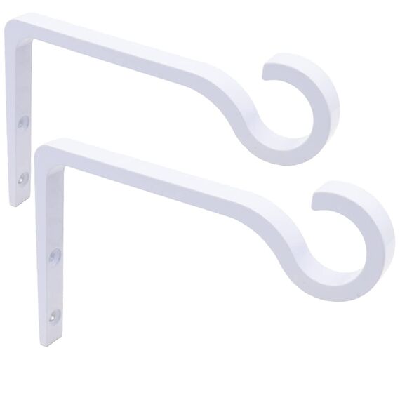 QIEGL Hängende Pflanzenhalterung aus Metall, 15.2 cm, Hirtenhaken, dekorativer Wandaufhänger zum Aufhängen von Laternen, Vogelfutterspender, Heimdekoration für drinnen und draußen (2, weiß)