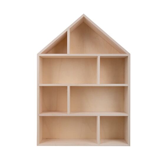 Rayher Holz-Setzkasten Haus, 30 x 43 x 8 cm, 8 Abteilungen, zum Hängen, Holzbox in Hausform, FSC zertifiziert, zum Basteln und Bemalen, 64507505, Natur