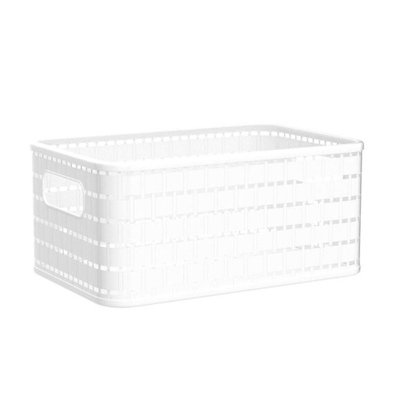 Rotho Country 3er-Set Aufbewahrungsbox 6l in Rattan-Optik, Kunststoff (PP) BPA-frei, weiss, 3 x A5/6l (28.0 x 18.5 x 12.6 cm), Nicht zutreffend