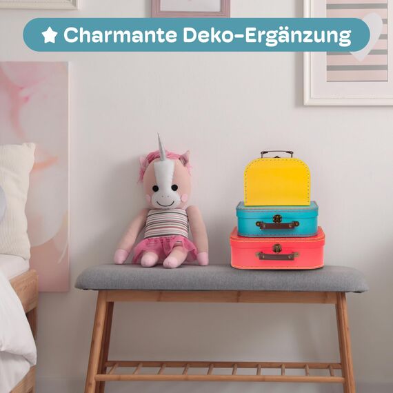 Jewelkeeper - Pappkoffer, Satz von 3 - Storage Geschenkboxen für Geburtstag, Hochzeit, Kinderzimmer, Büro Dekoration, Displays, Spielzeug, Fotos - Rot, Türkis und Gelb Aufbewahrungsboxen