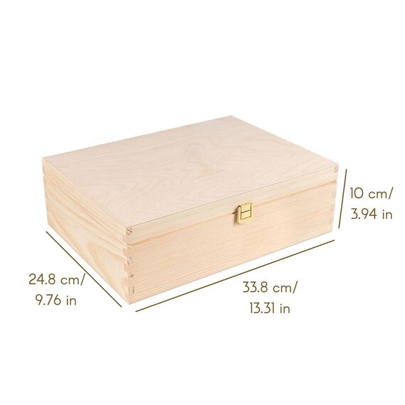 Creative Deco A4 Holzkiste mit Deckel | 33,8 x 24,8 x 10 cm (+/- 1 cm) | Unlackierte Aufbewahrungs-Box | Große Schatulle | Große Holzbox Ideal zur Lagerung der Wertsachen, Spielzeugen und Werkzeugen