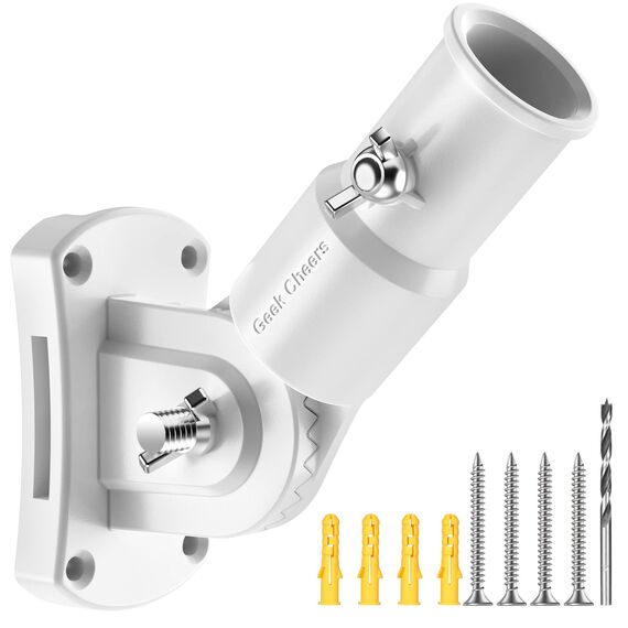 Geek Cheers Fahnenmast-Halterung, mehrere Positionen, Flaggenhalterung, strapazierfähig, T304 Edelstahl-Fahnenmasthalterung für Haus und Kombi, robust, rostfrei, verstellbare Winkelhalterung, Weiß
