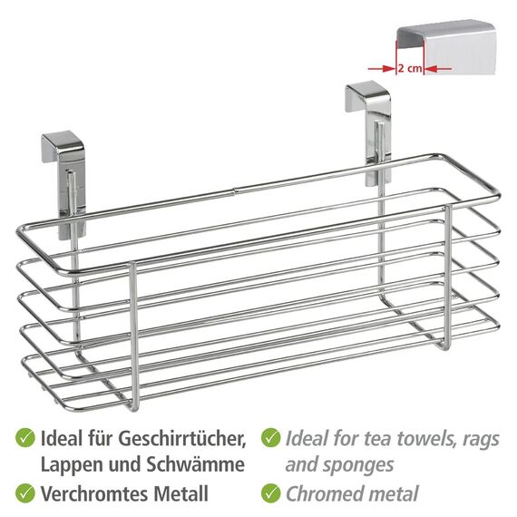 WENKO Einhängekorb Slim, Organizer zum Einhängen an Schranktür oder Schublade, Korb aus Metall, 24 x 11,5 x 10 cm, Chrom