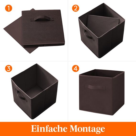 Lifewit Aufbewahrungsbox 8 Stück, Kleiderschrank Organizer, Faltbare Körbe Aufbewahrung, Ordnungsboxen mit Griffen, Storage Boxes für Kleidung, Handtücher, Bücher, Regalkörbe 26 x 26 x 27 cm, Braun