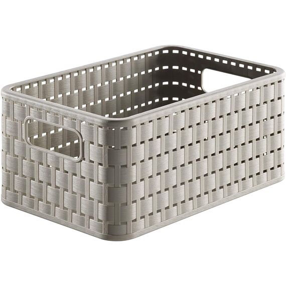 Rotho Country 3er-Set Aufbewahrungsbox 6l in Rattan-Optik, Kunststoff, beige (Packung mit 3)