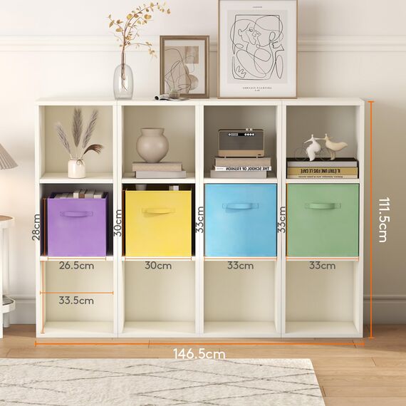 Lifewit 8 Stück Aufbewahrungsbox aus Stoff, Faltbar Aufbewahrungswürfel Aufbewahrung aus Vliesstoff mit Griff für Würfelregal Regal Einsatz, 33 X 33 X 33 cm,36L, Bunt