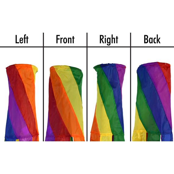 In the Breeze Regenbogenfarbene diagonale Abschnitte – 83 cm Windsack – Bunte Hängedekoration – Rot, Orange, Gelb, Grün, Blau, Violett