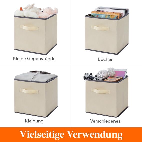 Lifewit 6 Stück Aufbewahrungsbox aus Stoff, Faltbar Aufbewahrungswürfel Kallax Boxen Aufbewahrung aus Vliesstoff mit Griff für Würfelregal Kallax Boxen Regal Einsatz, 30x30x30cm, 27L Khaki