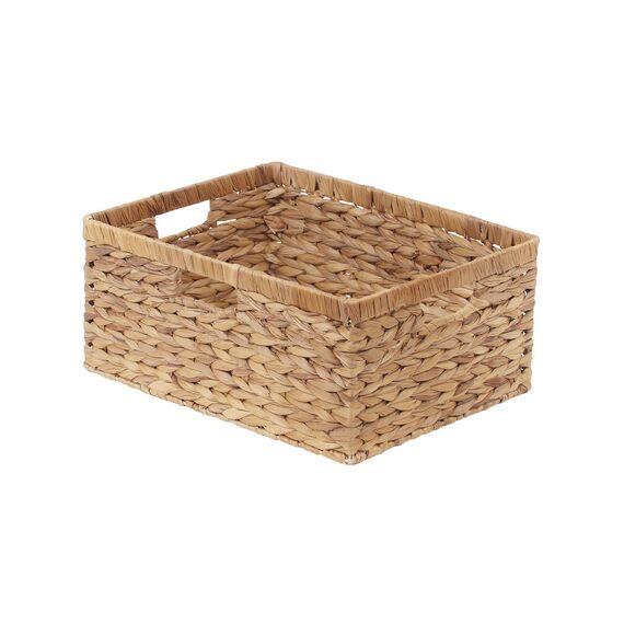 StorageWorks extra große Aufbewahrungskörbe aus Wasserhyazinthe, moderner Aufbewahrungsbox geflochten, platzsparende Körbe für Regal, Wasserhyazinthenkörbe geflochten mit Griffen, 1 Stück