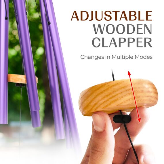 UpBlend Outdoors Windspiel für draußen – 73,7 cm silbernes Windspiel für draußen, harmonisches Windspiel für draußen, Windspiele für Mutter, Oma, Windspiel für sie