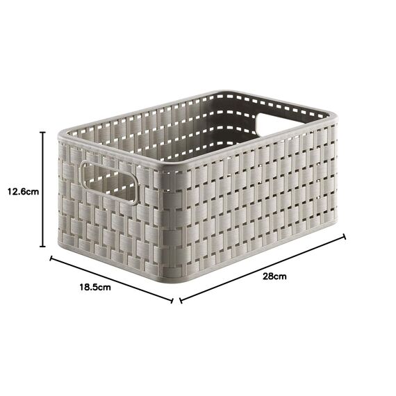 Rotho Country 3er-Set Aufbewahrungsbox 6l in Rattan-Optik, Kunststoff, beige (Packung mit 3)