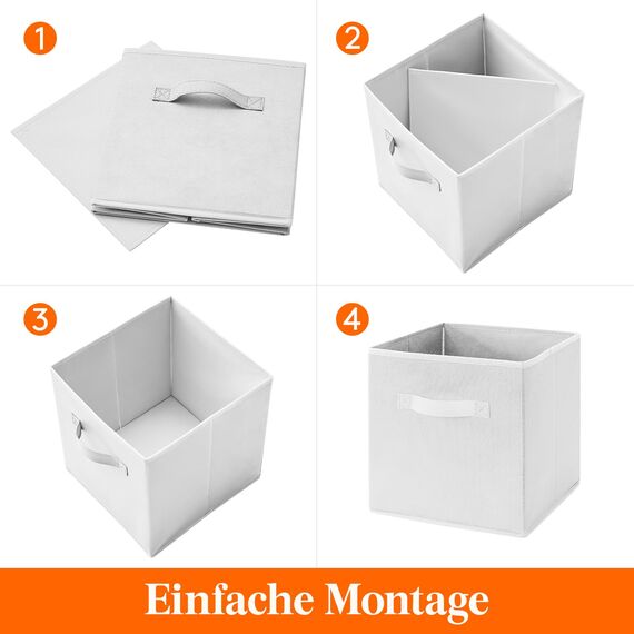 Lifewit 12 Stück Aufbewahrungswürfel, Aufbewahrungsbox aus Stoff, Ordnungsboxen aus Vliesstoff mit Griff für Würfelregal, Faltbox, Kleideraufbewahrung, Ordnungsboxen, 26,5 X 26,5 X 28 cm, Weiß
