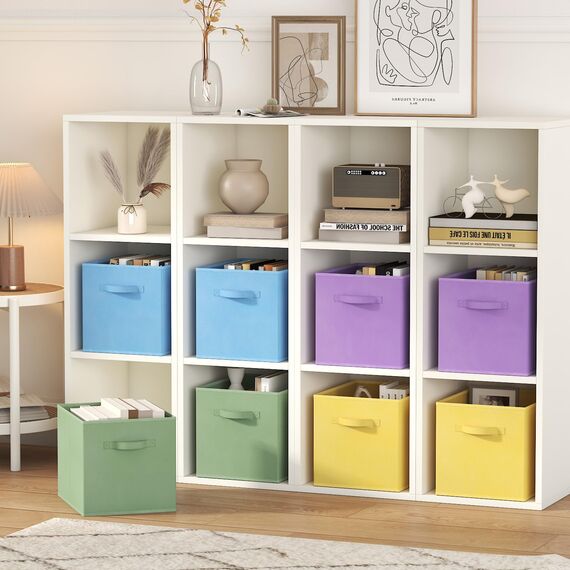 Lifewit 8 Stück Aufbewahrungsbox aus Stoff, Faltbar Aufbewahrungswürfel Aufbewahrung aus Vliesstoff mit Griff für Würfelregal Regal Einsatz, 33 X 33 X 33 cm,36L, Bunt