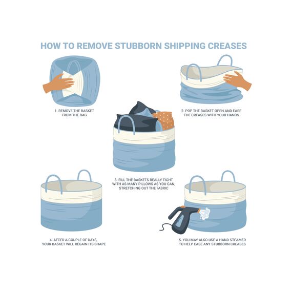 OrganiHaus Regalkörbe, Wollkorb, Aufbewarungs Korbe, Aufbewahrungsboxen Stoff, Stoffkörbe, Wäschekorb Flach, 3er Aufbewahrungskorb Set, Weiß