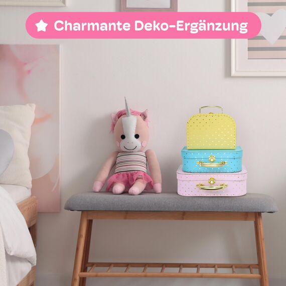 Jewelkeeper - Pappkoffer, Satz von 3 - Storage Geschenkboxen für Geburtstag Hochzeit Kinderzimmer Büro Dekoration Displays Spielzeug Fotos - Goldfolie Polka Dot Aufbewahrungsboxen